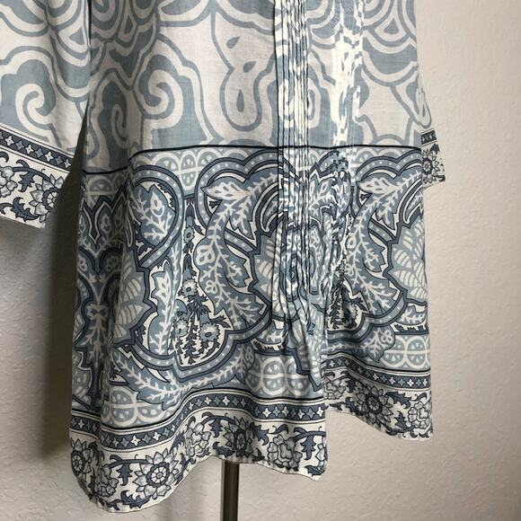 Soft Surroundings light blue white floral scroll print popover top size Medium - Picture 7 of 13